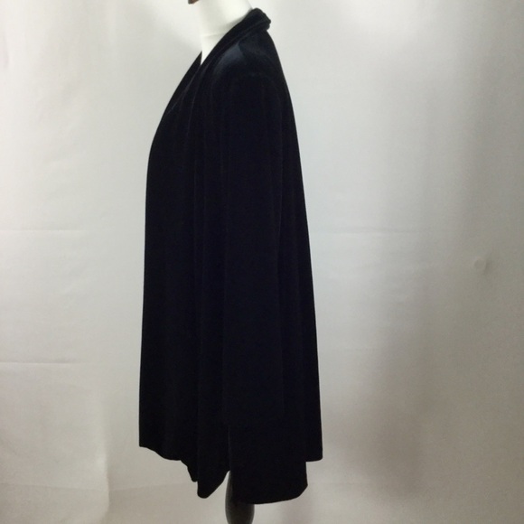 Vintage R&K Evenings Open Front Black Velvet Jacket Cardigan - Picture 4 of 13